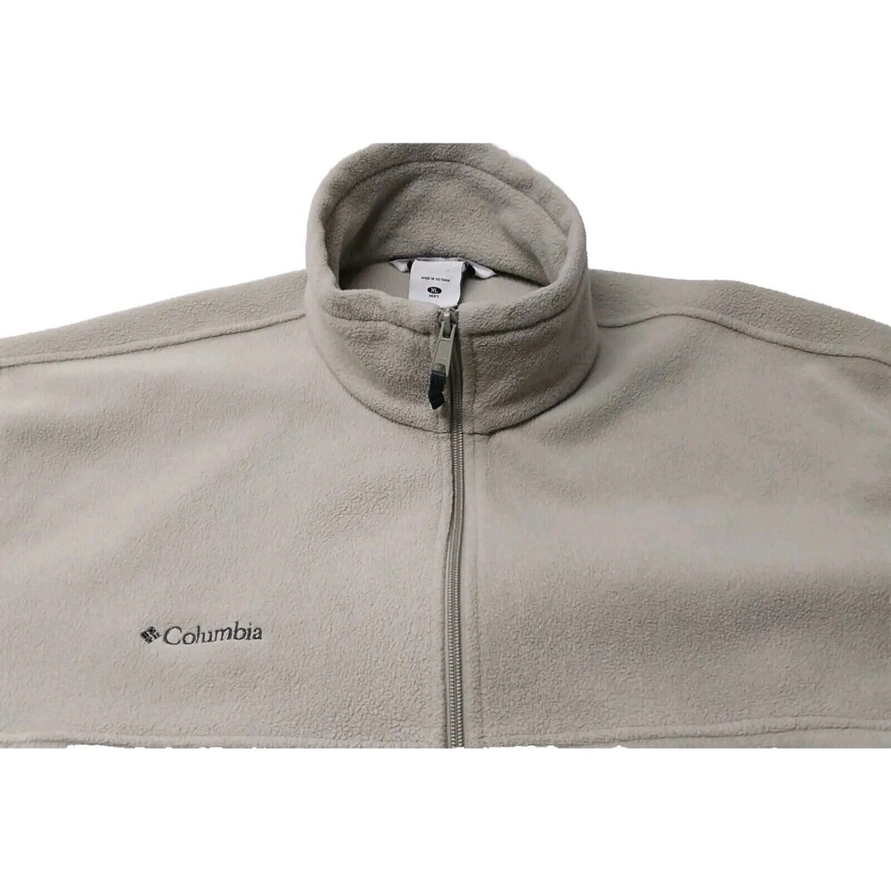 Columbia Sweater Mens XL Tan Fleece Full Zip Outdoors Sweatshirt VTG Work Comfy - Picture 13 of 16